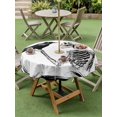 thumbnail image 3 of Outdoor Tablecloth with Umbrella Hole and Zipper, Halloween Round Table Cloth 60 Inch Waterproof Tablecloth, Black White Skull Crow Picnic Table Cover for Patio Camping, 3 of 7