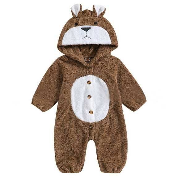 Ketyyh-chn99 Toddler Boys Outfits Baby Boy Girl Solid Romper Short/Long Sleeve One Piece Jumpsuits Clothes Brown,12-18 Months
