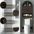 thumbnail image 2 of HARIPUL Over Toilet Storage Cabinet, Bathroom Space Saver Organizer with Doors and Shelves, Freestanding, Black, 2 of 6