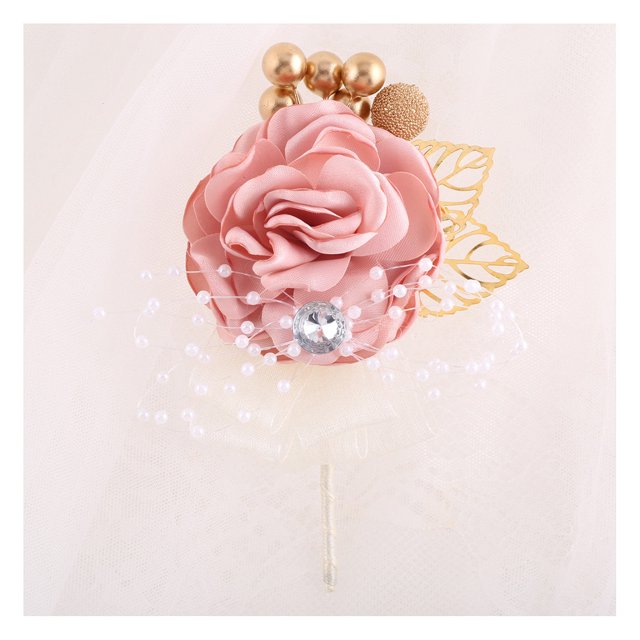 CSChome Wrist Flower For Wedding Faux Pearl Wrist Flower Adjustable Stunning Wedding Accessory Fade less Beautiful Wrist Flower Wedding Supply (Set of 1)