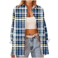 thumbnail image 6 of Enjoytime Button Down Shirts for Women Plaid V Neck Collared Long Sleeve Blouse Dressy Work Business Casual Tops Multicolor S, 6 of 6
