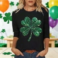 thumbnail image 2 of Womens Blouses 3/4 Sleeve,Saint Patrick's Day Shirts for Women 2026 3/4 Sleeve Shamrock Clover Tops Casual Loose Irish Blouses, 2 of 5