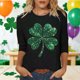 thumbnail image 1 of TaTaai Women's Fashion St. Patrick's Day Unstructured Print Loose Casual Round Neck 3/4 Sleeve T-Shirt Pullover Gift, 1 of 5