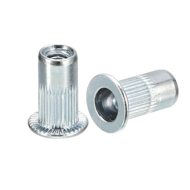 Unique Bargains M4 Rivet Nuts, 50 Pack Zinc Plated Carbon Steel Knurled Flat Head Threaded Insert Nuts