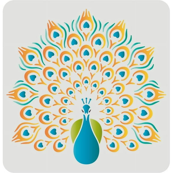 Peacock Stencil Template 11.8x11.8 inch Peacock Painting Reusable DIY Decorative Stencil Template for Painting Drawing on Walls Furniture Crafts