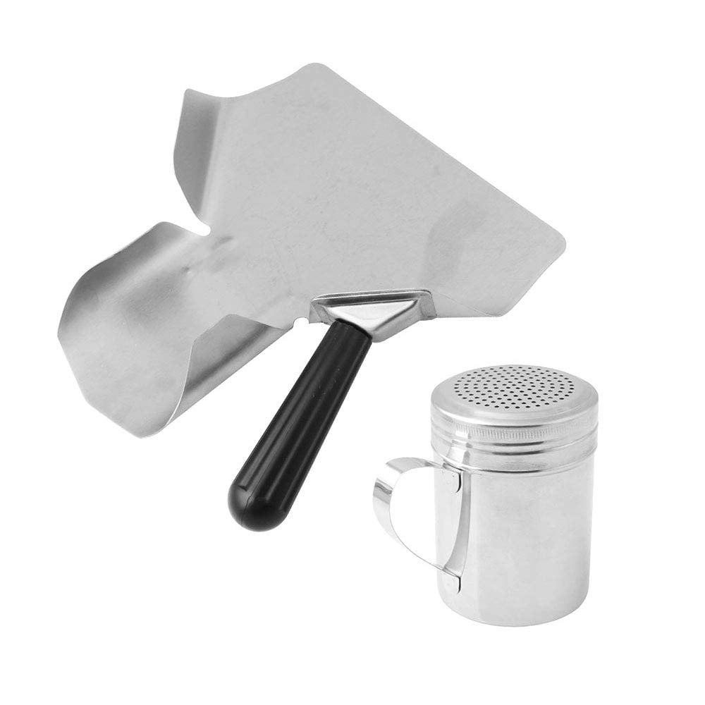 RULLINE Popcorn Scoop and Salt Shaker, Stainless Steel Popcorn Scooper
