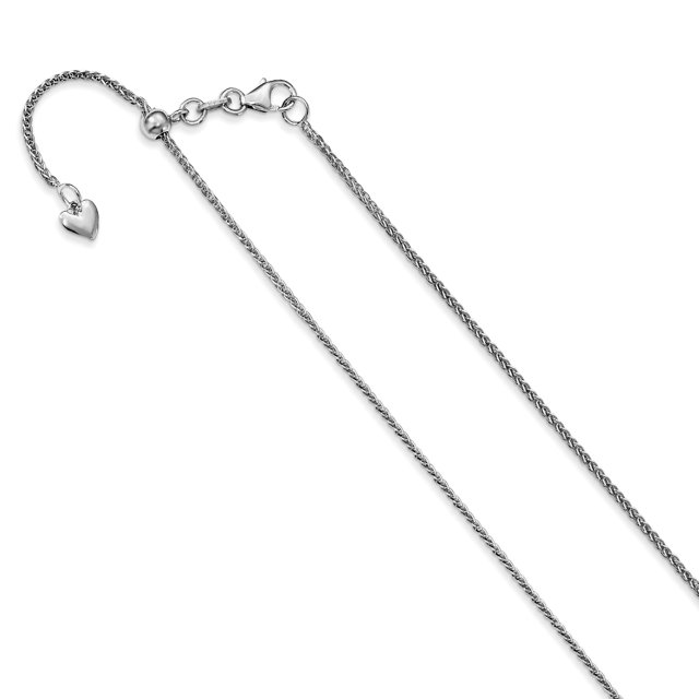 Leslie's 14K White Gold 1 mm Adjustable Quadra Wheat Chain (Weight: 3.27 Grams, Length: 22 Inches)