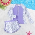 thumbnail image 5 of SGMVNU Girls 2 Piece Swimsuits Rash Guard Long Sleeve Swim Top with Shorts Girls Swimwear 4-16 Cute Floral Bathing Suit(Size 13-14 Years,t1-Purple), 5 of 5