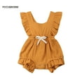 thumbnail image 2 of Toddler Baby Girls Ruffled Strap Bodysuit Jumpsuit Playsuit Outfits 0-24M, 2 of 6