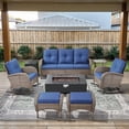 thumbnail image 2 of Opohoro 8-Piece Outdoor Patio Fire Pit Set with Sofa and Flat Arm, 43" Fire Pit Table, Propane Tank Cover for Deck Backyard, 2 of 20