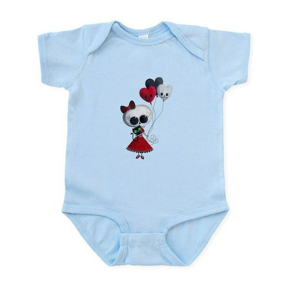 CafePress - Cute Skeleton Girl With Spooky Balloons Body Suit - Baby Light Bodysuit, Size Newborn - 24 Months