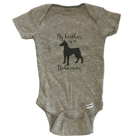 

My Brother Is A DobermA Cute Dog Baby Bodysuit - DobermA One Piece Baby Bodysuit - Grey