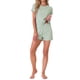 thumbnail image 2 of Conjunto de pijama para mujer INSPIRE CHIC de 2 piezas con top de manga corta y pantalones cortos con volantes, incluye bolsillo, talla XL, color verde, 2 of 6