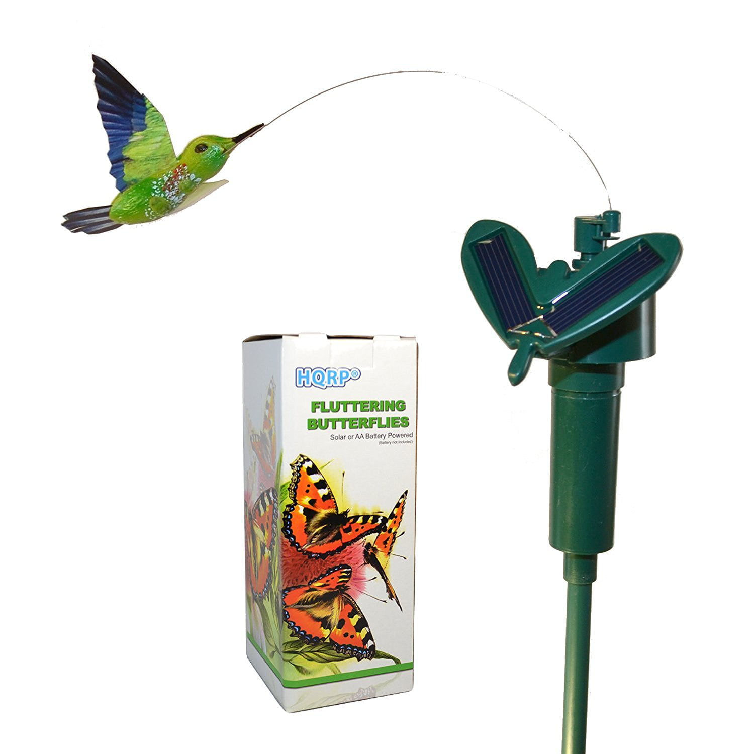 iLory Pack of 2 Solar and Battery Powered Flying Wobble Fluttering Hummingbird for Patio Garden Yard Stake Plants Flowers Wedding Outdoor Decor Random Color