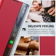 thumbnail image 6 of Phone Case for Samsung Galaxy A14 Case, Smart Clear View Window Luxury Slim Mirror for Galaxy A14 Case with Kickstand, Leather Hard PC Flip Shockproof Protective Cover Samsung A14 5G Case, Red, 6 of 14