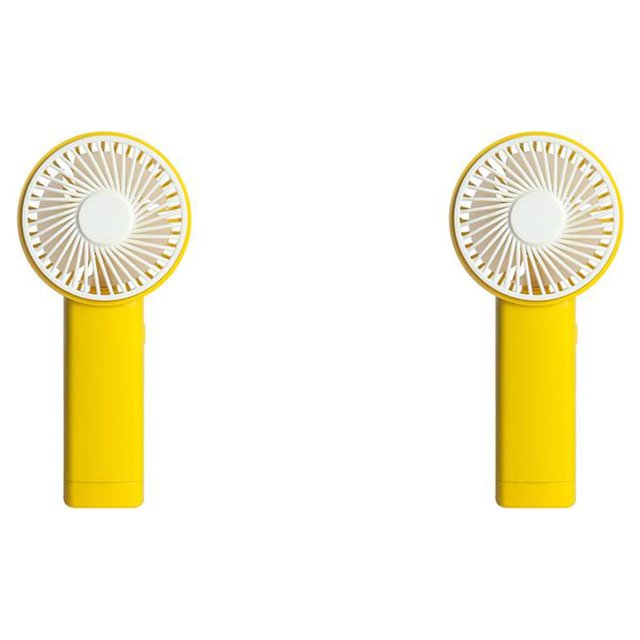 Ounissouiy Ventilador de mano de una sola velocidad, portátil, natural, enfriador de viento, amarillo Amarillo 2piezas