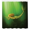 thumbnail image 3 of Ambesonne Ocean Shower Curtain, Mermaid with Fish Tail, 69"Wx70"L, Dark Green Ginger Green, 3 of 4