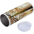 thumbnail image 5 of Autumn 20 Oz Skinny Tumbler, Bare Tree Branches with Tangerine Tones Fall Leaves, Leak-Proof Straw Lid and Brush Vacuum Insulated for Outdoor Use, Taupe Orange, 5 of 6