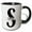 Black/White, variant on 3drose, Bold Script Monogram S - Schmidt, 11oz Two-tone Green Mug