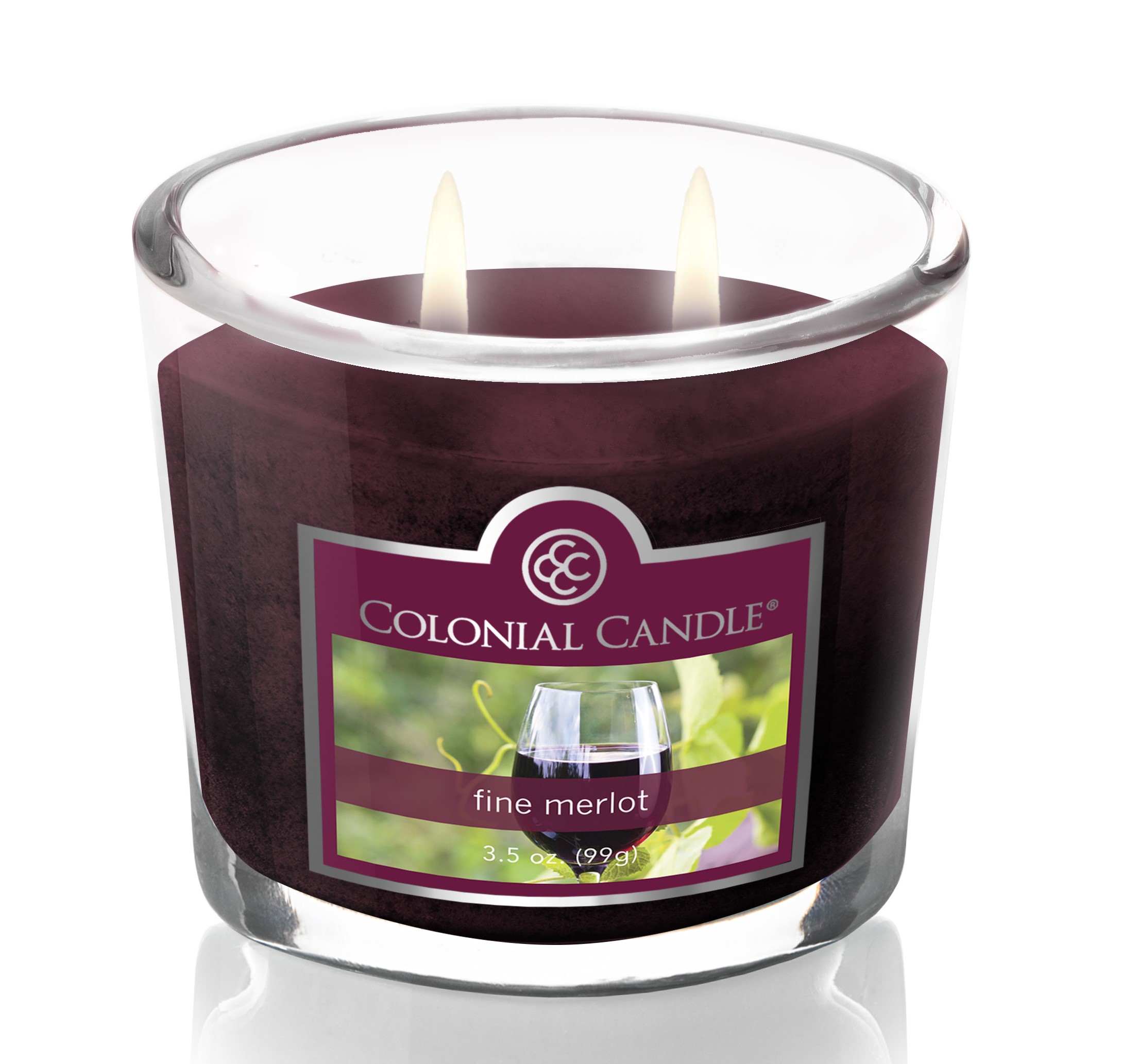 Colonial Candle Fine Merlot Scented Jar Candle - Classic Ovals - 2 Wick - 3.5 oz - 20h Burn