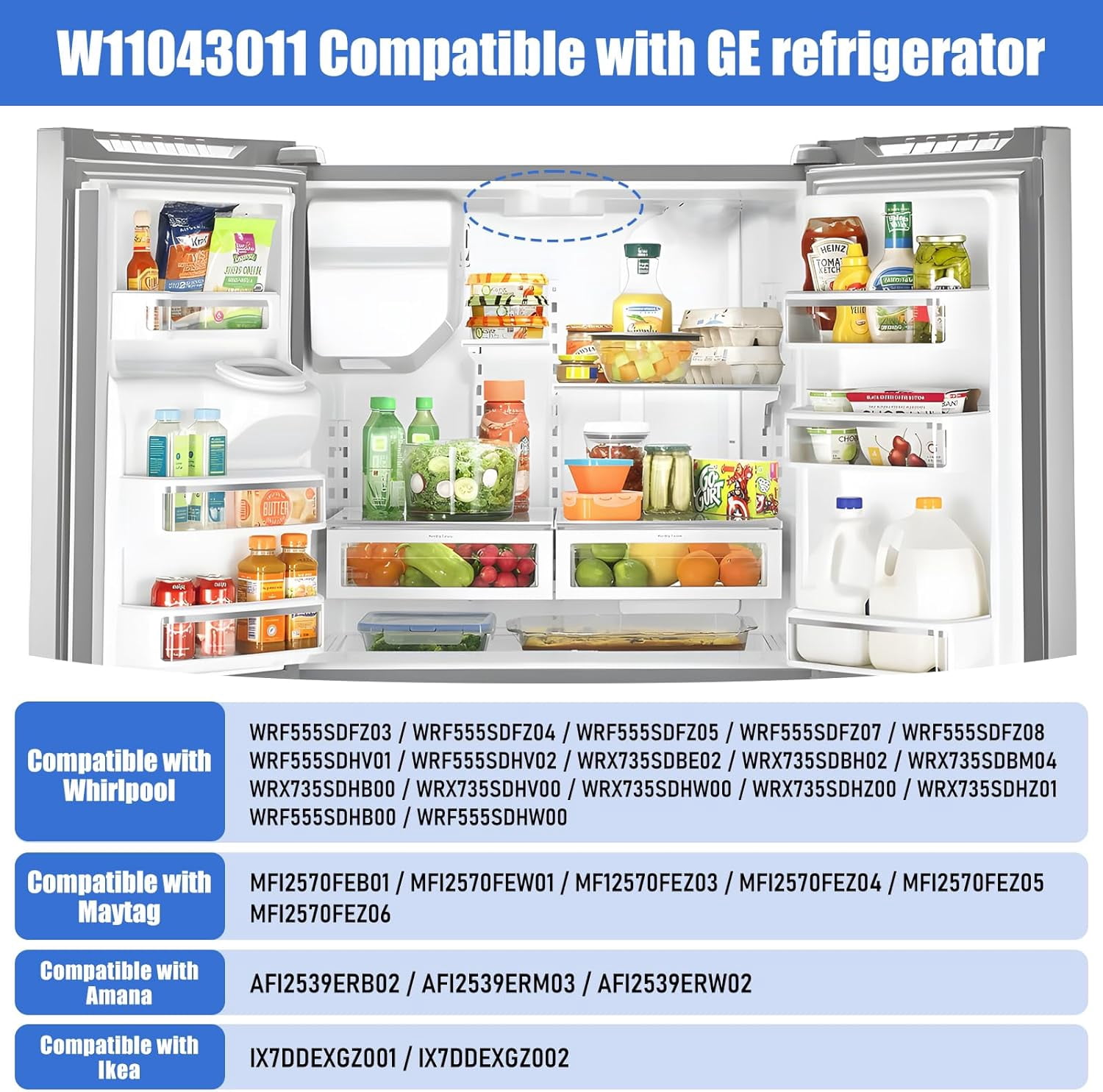 W10866538 W11043011 Refrigerator LED Light Compatible with Kenmore Maytag Amana Whirlpool Refrigerator Led Light Replacement,Replace WRX735SDHZ00 WRX735SDHZ01 WRX735SDHV00 WRF555SDFZ08 Q184G2