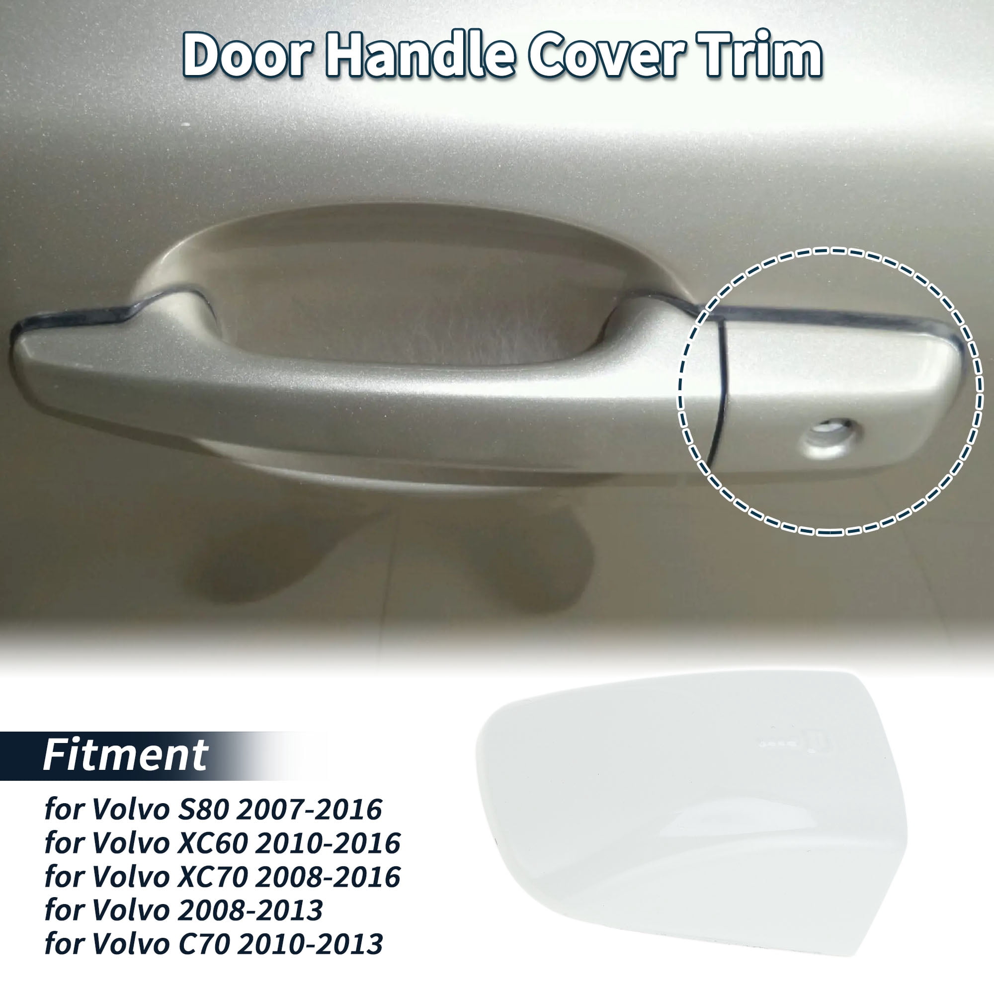 Unique Bargains Door Handle Cover for Volvo S40 S80 XC60 XC70 MK2 White