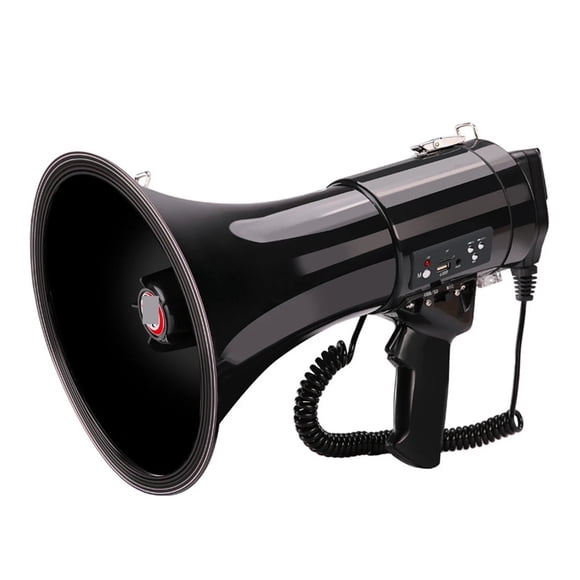 Portable 50W Megaphone Handheld Security Guard TF USB Loud Speaker Travel Guide Speech Teach Voice Amplifier ,Powerful Sound