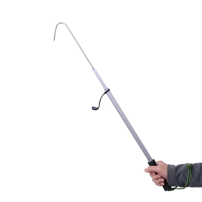Homemaxs 120cm Fishing Gaff Telescopic Fish Gaff with Stainless Spear Gaff Hook of Saltwater Offshore Ice Tool Aluminium Pole Eva Handle (Silver), Size: 3