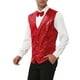 thumbnail image 4 of Conjunto de chaleco de lentejuelas brillantes INSPIRE CHIC para hombres con corbata de moño M Rojo, 4 of 6