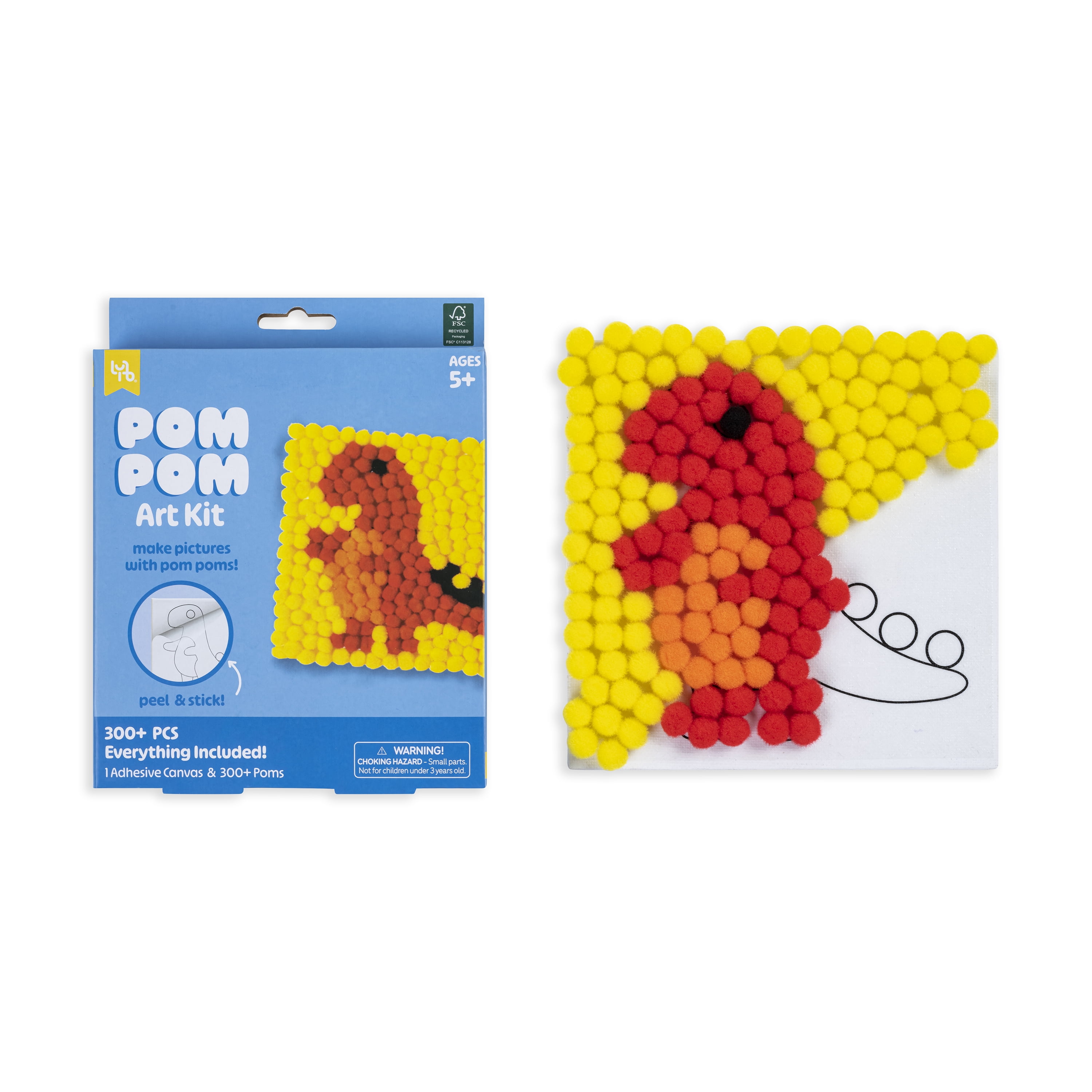 (2 pack) Little Yellow Bicycle Pom Pom Dinosaur Art Kit