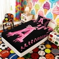 thumbnail image 5 of Erosebridal Pink Drip Letter A Twin Sheet Sets, Cute Baseball Sport Bedding for Girls and Boys, 3pcs, 1 Flat Sheet, 1 Fitted Sheet and 1 Pillowcase, 5 of 6