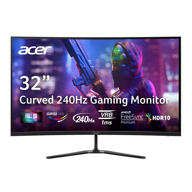 acer Nitro 31.5 FHD 1920 x 1080 1500R Curved PC Gaming Monitor | AMD FreeSync Premium | 240Hz Refresh | 1ms VRB | VESA Mountable | HDR10 | 1 x Display Port 1.4 & 2 x HDMI 2.0 | ED320Q X2bmiipx