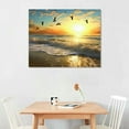 thumbnail image 2 of COMIO Beach Wall Art for Living Room - Ocean Pictures Sunset Canvas Wall Decor Blue Sky and Coastal Scenery Seascape Paintings for Bedroom Bathroom Office Home, 2 of 4