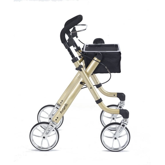 Comodita Avanti Rollator Walker with Unique One or Two-Hand Operation Ideal for Stroke Patients Lightweight Rolling Walker/Rollator (Metallic Champagne)