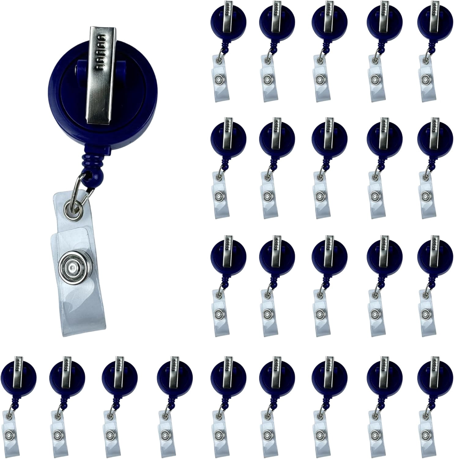 ABPETE 25 pack Retractable Plastic Badge Reel, Heavy Duty ID Holder with 360° Swivel Clip (Dark Green)