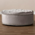 thumbnail image 3 of Allora Ottomane de Table Basse en Velours Capitonné, Gris Pâle, 3 of 6