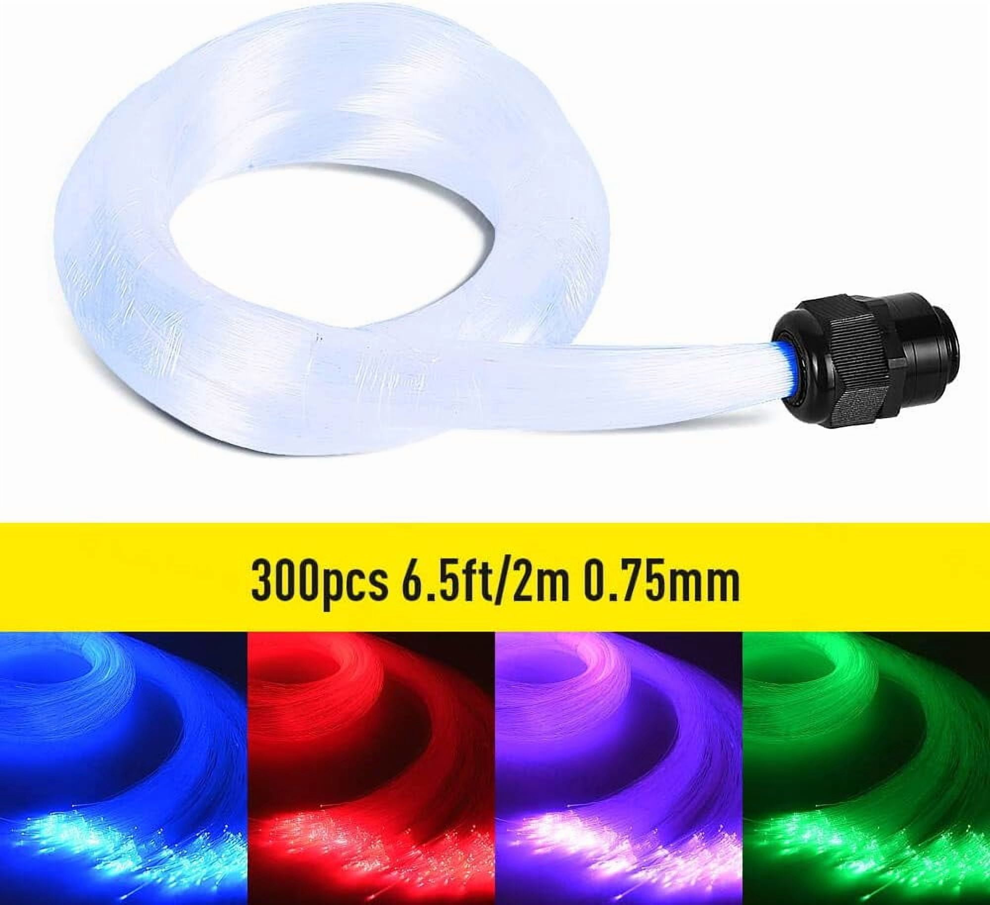 GIDERWEL Fiber Optic Cable 7.0 ft (approx. 2.0 m) 300 pcs 0.03 inch (0.75 mm) Plastic End Luminous Fiber Optic Cable, suitable for Starry Sky Ceiling Fiber Optic Lights and any Light Engine Drive