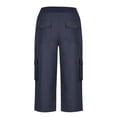 thumbnail image 5 of Linen Pants Women Elastic High Waisted Straight Leg Lace Hem Pants Casual Slacks Summer Beach Vacation Trousers with Pockets, 5 of 7