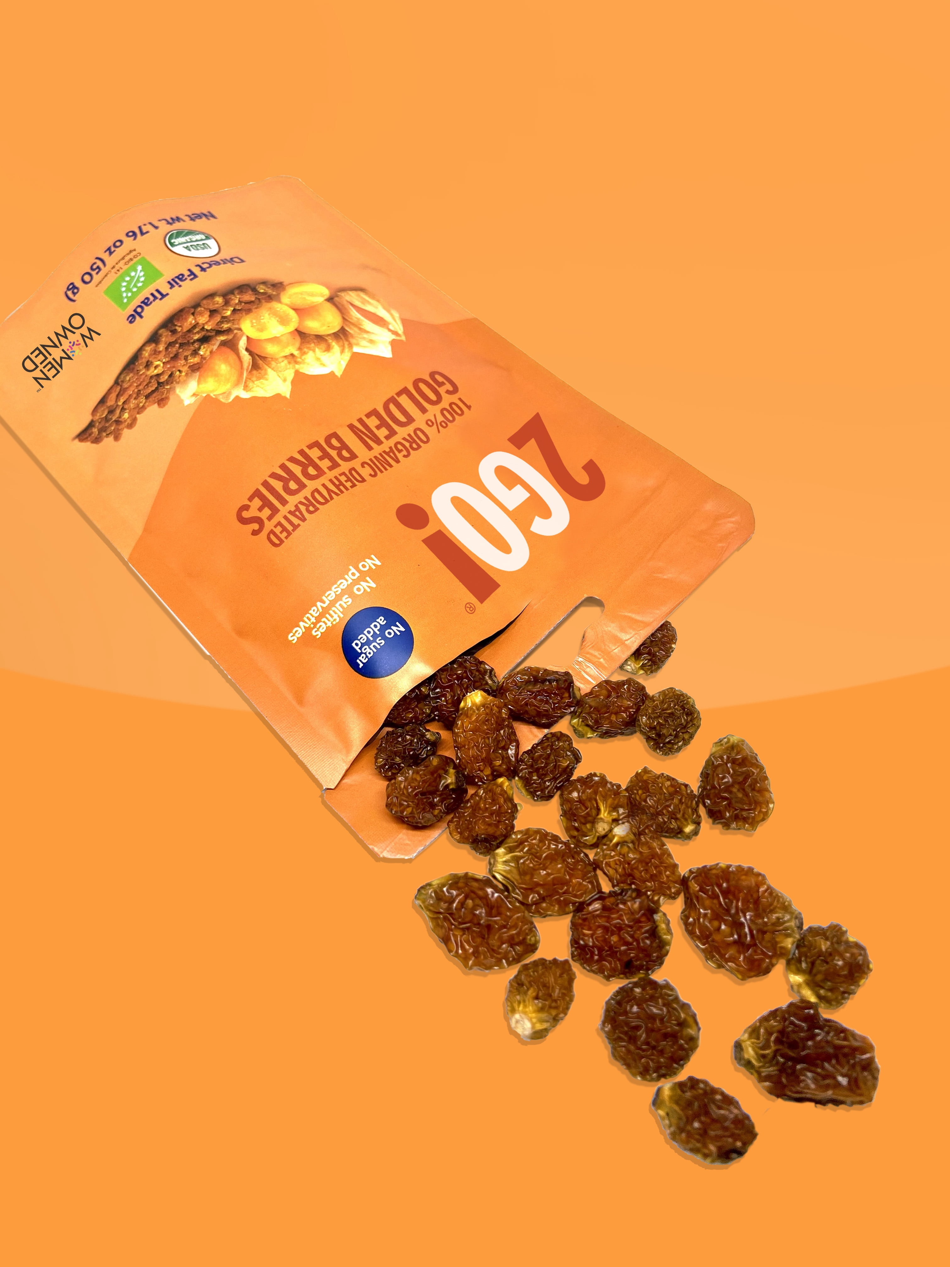 2GO!® Organic Dried Golden Berries - Pack of 4 units- 1.76 oz each