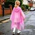 thumbnail image 5 of XUNKUSGA Reusable Rain Ponchos for Kids Classic Solid Color lightweight Waterproof Raincoats with Hood Drawstring Thickened Foldable Ponchos for Boys Girls, 5 of 8