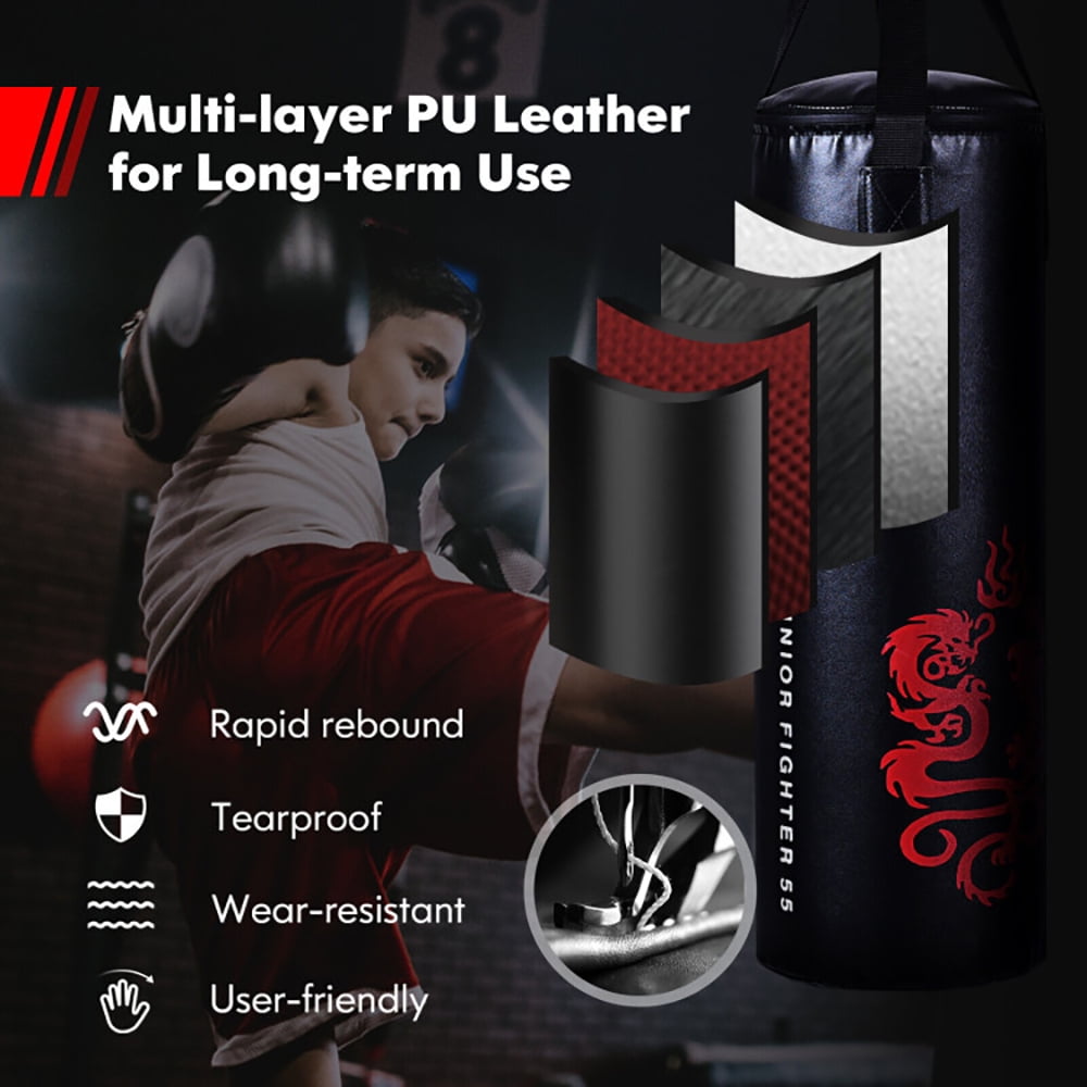 Spaco 5 Pieces 40Lbs Filled Punching Boxing Set with Jump Rope and Gloves, Punching Boxing Set for Indoor as Gym, Punching Bag for Adults, Black