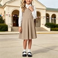 thumbnail image 5 of OGLCCG School Uniform Jumper Dress for Girls Kids Sleeveless A-Line Pleated Mini Dress Back to School Clothes Size 5-14(Khaki,9-10 Years), 5 of 7