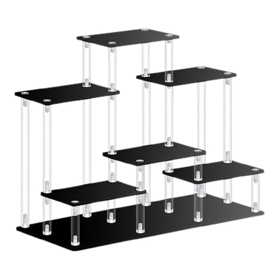 Almencla Acrylic Riser Display Shelf Acrylic Display Stand Collectibles Display Shelf Shop Desktop Ornament Glasses Living Room Decor Small Black