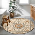 thumbnail image 5 of Boho Orange Round Rug 3.3ft Washable Circle Entryway Rugs Non Slip Southwestern Ethnic Geometric Vintage Area Rug Indoor Floor Carpet for Bedroom Kitchen Living Room Home Office Dining Room Nursery, 5 of 8