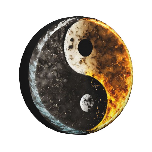 Fotbe Yin Yang Funda de Llanta de Repuesto con Estampado, Engrosada, Ajuste Universal para Jeep, Remolque, RV, SUV, Camión-17 inch
