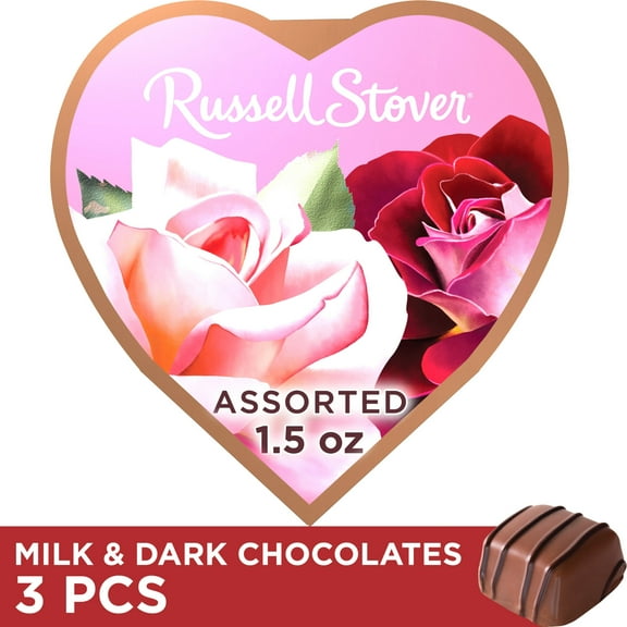 Russell Stover Valentine's Day Pink Photo Heart Chocolate Candy Gift Box, 1.5 oz.