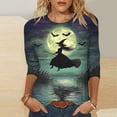 thumbnail image 2 of AGWOLF Halloween Shirts for Women Plus Size Witches Gather T-Shirt Fall Casual Holiday Tee Witch Graphic Short Sleeve Vintage Salem Top Mint Green XXXL, 2 of 6
