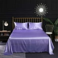 thumbnail image 2 of Ensemble de Lit Double satin Linge de Lit Violet Violet Soie Luxe Confortable, 2 of 5