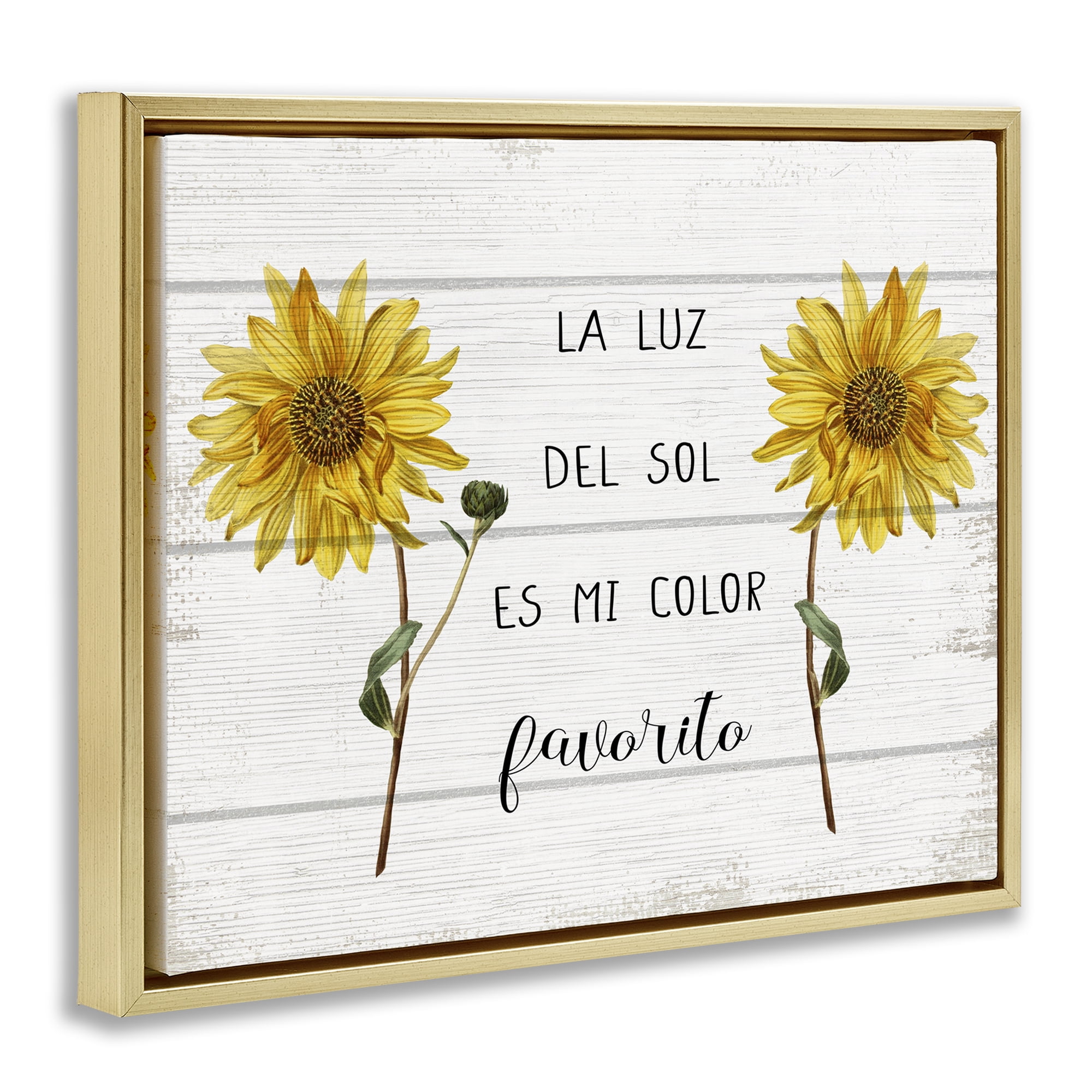 Stupell Industries La Luz Del Sol Inspirational Quotes & Sayings Painting Gold Floater Framed Art Print Wall Art, 31 x 25