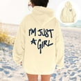 thumbnail image 2 of XIAOCHA Men's I'M Just A Girl Graphic Print Hoodie Long Sleeve Hooded Pullover Knit Top Soft Playful Casual Hoodies, 2 of 8